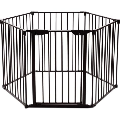 Costway – Barrière de sécurité pliable pour cheminée – Pare-feu en métal noir 380x75cm – Verrou de sécurité intégré – Protection enfants et animaux