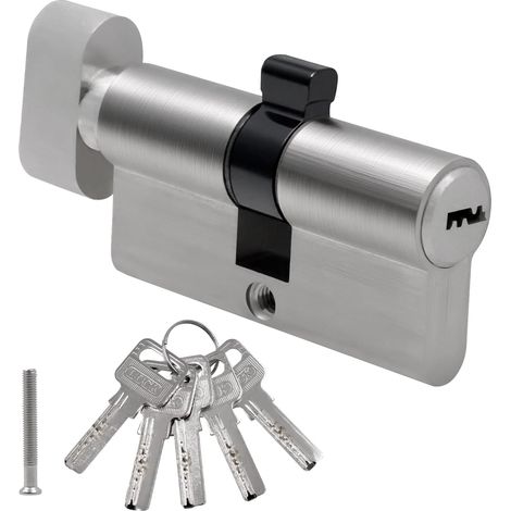 Serrure à cylindre européen chromée de 60 mm (30/30) anti-casse, anti-perçage, anti-crochetage, anti-choc, avec 5 clés, corps en laiton renforcé en acier inoxydable pour portes UPVC (1/5)