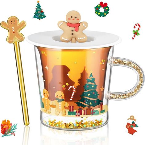 Tasse de Noël à double paroi 260ml avec motif Lebkuchenmann & Weihnachtsbaum