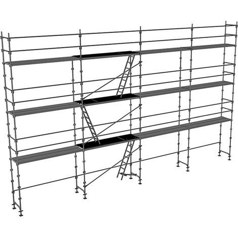 Echafaudage fixe de façade 104m² - Structure et planchers + Lisses - DUO104-SP (1/5)