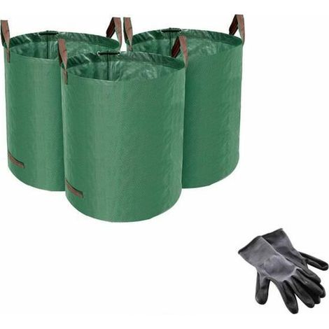 royaluxe - Grands sacs poubelles de jardin Lot de 3 sacs poubelles étanches avec poignée Ripstop Leaf Grass Bags Extérieur