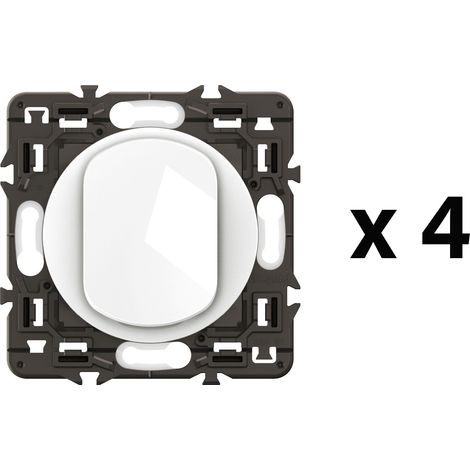Lot 4 interrupteurs ou-va-et-vient Céliane 10AX enjoliveurs Blanc et supports (CL4001) (1/2)