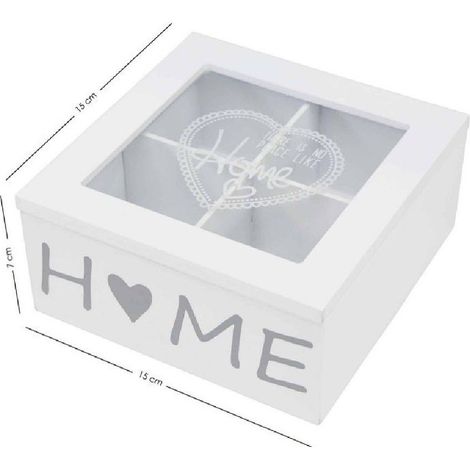 TrAdE Shop Traesio - Scatola Contenitore Legno Bianco Home Bacheca 4 Scomparti Posti Vetrina 219614 -