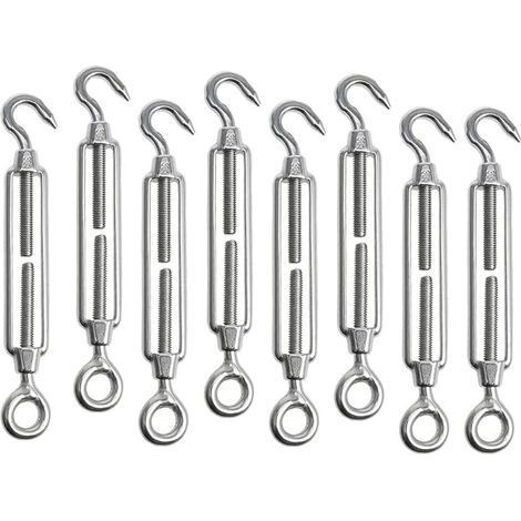 8 pièces M5 Tendeur Cable Tendeur Acier Inoxydable Réglable Tendeur Crochet et œil Acier Inoxydable 304 Tendeur de Fil pour Corde Cable Fil à Linge Jardin Grillage (1/5)