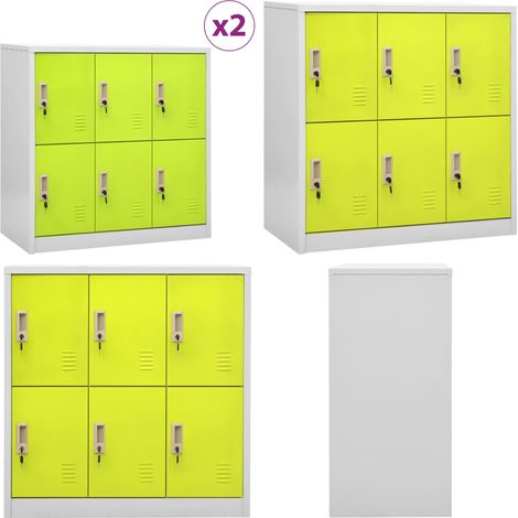 Schließfachschränke 2 Stk. Hellgrau und Grün 90x45x92,5cm Stahl - Schliessfachschrank - Metallschrank - Garderobe - Aufbewahrungsbox - Schreibtischorganisation - Home & Living
