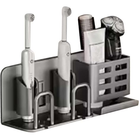 Porte-brosse à dents multifonction, porte-gobelet pour brosse à dents mural, sans perçage, organisateur de salle de bain, rangement de salle de bain A (1/5)