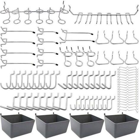 Porte-outils de Crochets pour Panneaux Perfors avec BacsVerrous Chevillespour Organiser Divers Outils80 crochets Odipie (1/4)