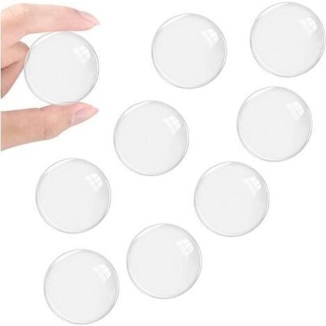 9 x Wall Door Handle Stoppers, Diameter 40 mm Round Transparent Adhesive Cushion for Doors, Cabinets, Drawers (1/5)