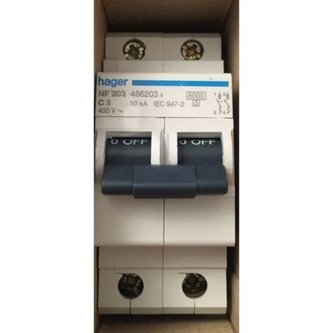 Hager NF203 466203 Disjoncteur 2P 10kA C3A