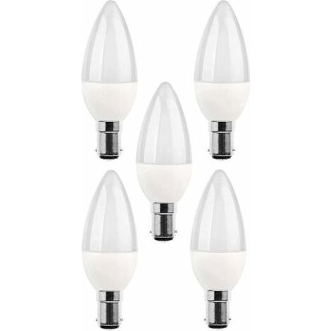 5 packs d'ampoules LED B15, ampoule incandescente 5 W, 220V 270 lm, lumière du jour 3000 K, ampoule B15 à culot baïonnette, [classe d'efficacité énergétique A+]. (1/4)