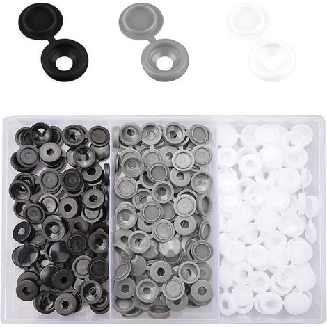 Cache Vis à Charnière en Plastique, 240 Pcs Capuchons Marron pour Nettoyeur de Poussière avec Boîte de Rangement (Noir, Blanc, Gris) (1/5)
