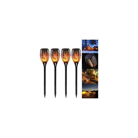 Torce da giardino, confezione da 4 torce solari a LED con funzione fiamma, impermeabili IP65, lampade decorative e luci solari, decorazione per giardino/sentiero/cortile - Crezuo