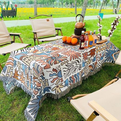 Couverture bohème, jeté de plage indien, tapis, couverture de pique-nique de camping, couverture bohème pour le camping, le yoga et les voyages (1/5)