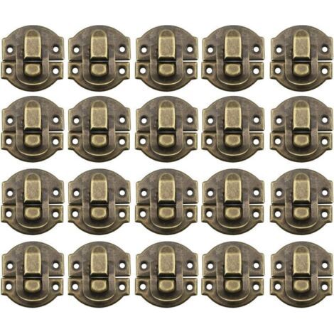 20Pcs Fermoir Métal Verrouillage Moraillon Vintage Boîte Porte Coque Coffre Fer Ensemble Loquet Tiroir Antique pour Armoire à Bijoux en Bois Décoratif (Bronze) (1/5)