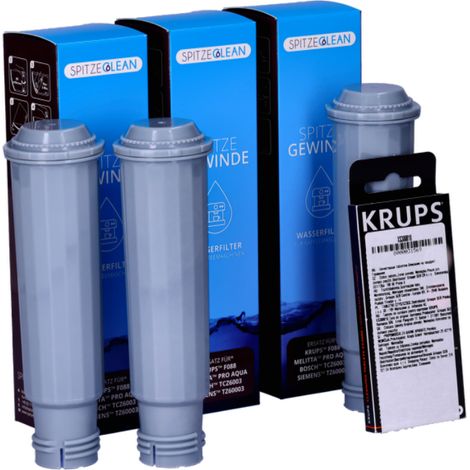 Krups, Siemens, AEG, Bosch, Gaggenau, Melitta, Nivona, Cacoon, Neff juego de placas de presión: 3 puntas de filtración roscadas, tableta Krups XS3000