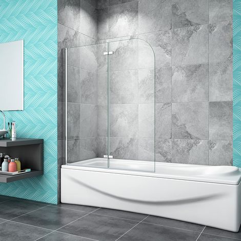 Acezanble 1000x1400mm 2 Fold 180 Hinge Bath Shower Screen Door Panel NANO Glass (1/4)