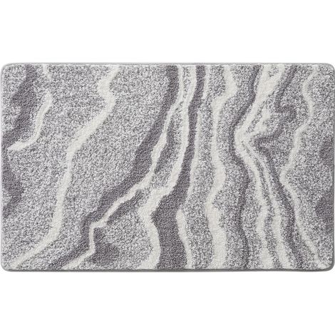 Rutschfester Badezimmerteppich, 50 x 80 cm, super saugfähig, modernes Design, maschinenwaschbar, für Badewanne, Dusche, Schlafzimmer, Grau
