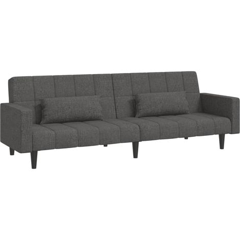Canapé-lit，Canapé convertible à 2 places avec deux oreillers Gris foncé Tissu CFW72725 (1/5)