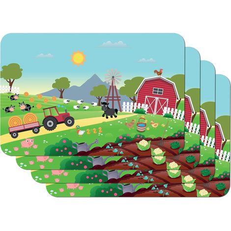 Venilia Country Stampate Bambini Tavola, Tovaglietta per Sala da Pranzo, a Prova di Cibo, 4 Pezzi, 30 x 450 cm, 59112, 30 x 45 cm, 4 unità (1/3)