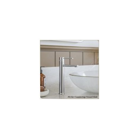 Robinet de lavabo haut argenté avec corps en laiton