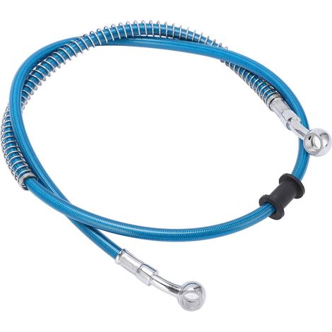 Tuyau de frein moto universel 100cm, durite acier bleu, pour cross, scooter, quad et dirt bike (1/5)