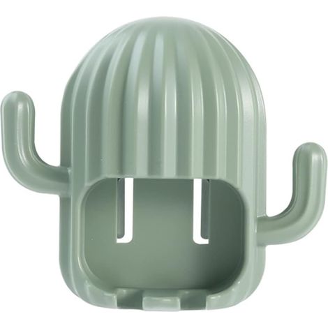 Porte-brosses à dents mural multifonctionnel en forme de cactus, support de rangement pour douche, toilettes et salle de bain (vert) (1/3)
