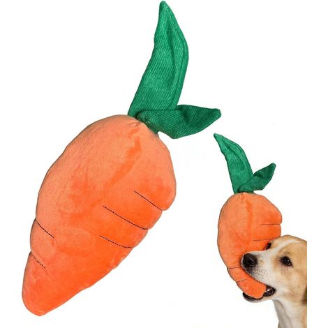 Doux pour Chien Forme Carotte Interactif pour la Dentition à Couiner Pour dressage rapporter tir à la corde maison pension caisse (1/5)