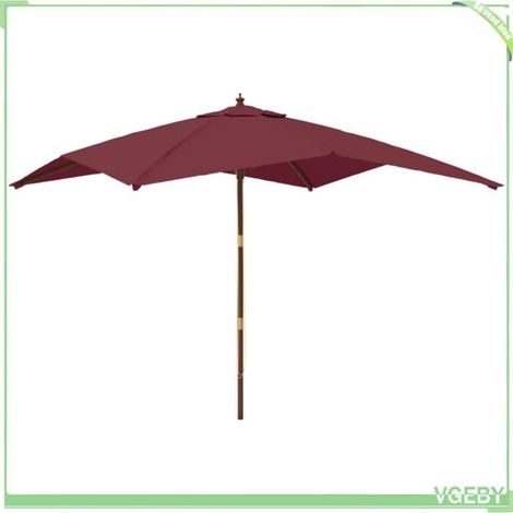 Parasol de jardin - FAFEICY - 363195 - rouge bordeaux - 300x300x273 cm - mât bois dur (1/5)