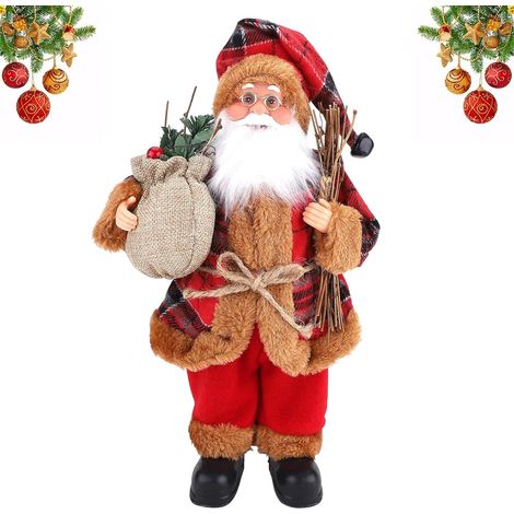 30 cm große, traditionelle Mini-Weihnachtsmannfigur, stehend, rot, Weihnachten