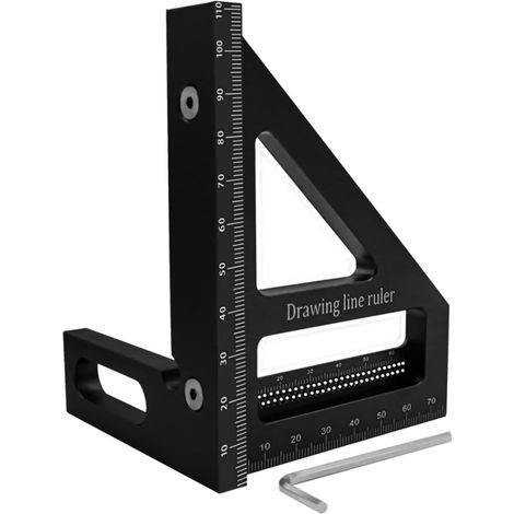 Irovami Équerre de mesure triangulaire 45/90 degrés, rapporteur, outil de mesure en alliage d'aluminium pour menuisier et ingénieur (1/5)