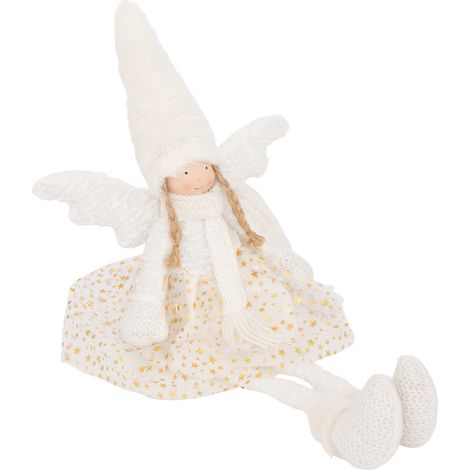 Déco de Noël Personnage Ange Blanc et Doré H 56 cm - Feeric Christmas