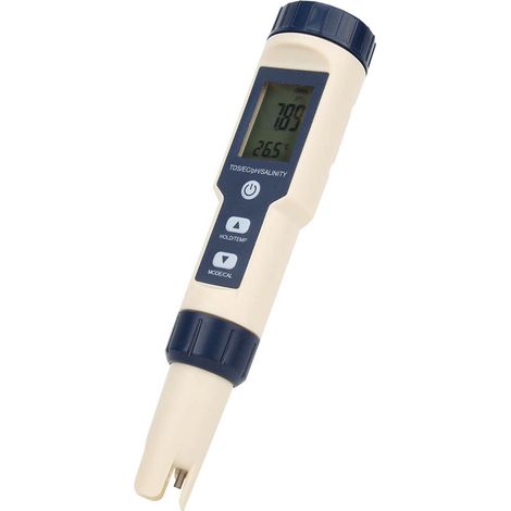 Appareil de mesure numérique portable 5 en 1 pour le pH, la salinité, la température, le TDS et la conductivité - Testeur et détecteur multifonctionnel de la qualité de l'eau (1/5)