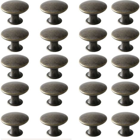 Pomelli per porte, pomelli per cassetti, pomelli per mobili, pomelli rotondi per mobili, pomelli in ottone anticato, maniglie vintage chic, pomelli per mobili da cucina e camera da letto (20, bronzo) (1/4)