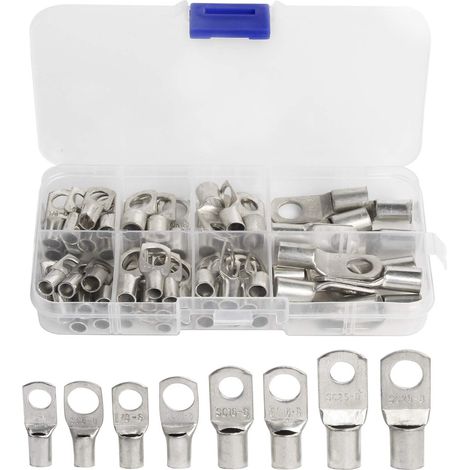 Cosse électrique　60 PCS Cosses Électrique Trou Boulon en Cuivre Étamé Anneau à Sertir Bornes pour câble de 6m㎡ 8m㎡ 10m㎡ 16m㎡ 25m㎡-RAPANDA