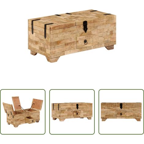Meuble de rangement - Table basse Bois de manguier massif 80x40x35 cm (1/5)
