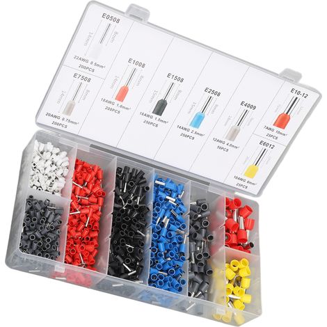 Assortiment de 1200 connecteurs à sertir, connecteurs électriques pressés à froid pour la maison et la voiture (1/5)