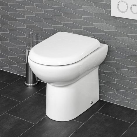 Nuie Standard D-Shape Toilet Seat with Soft Close Hinge - White