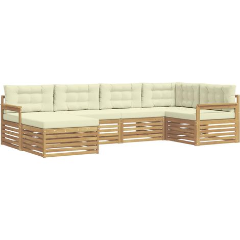 Set di divani da esterno 6 pcs Bianco e Crema Poliestere vidaXL