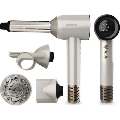 Cecotec Secador de Pelo Motor Brushless y Tecnología de Plasma DryGlam Waves Champagne. 1600W, 110000RPM, 4en1 Cabezales