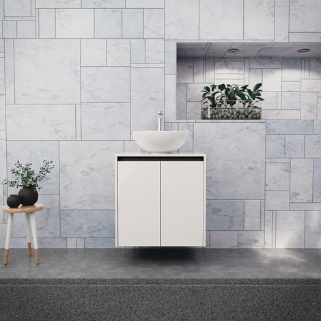 Inda - Mobile bagno L.60 con lavabo in appoggio / Bianco lucido 2