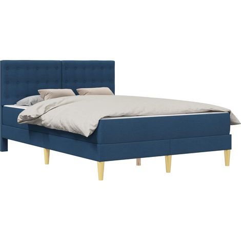 Bed Frame with Mattress with Headboard Blue 140 x 190 cm Fabric vidaXL