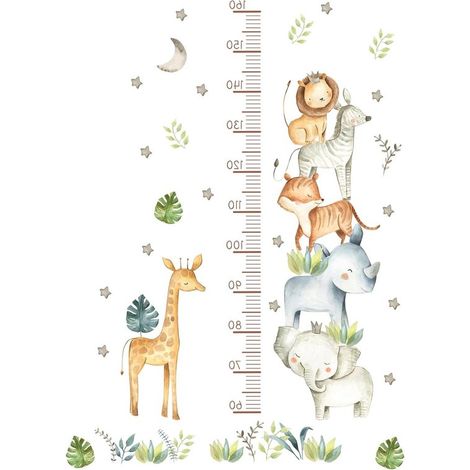 EGoods - Adhesivo de pared autoadhesivo para medidor de crecimiento infantil de 50 a 150 cm - Medidor de crecimiento con temática de animales (1/5)