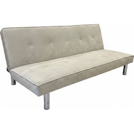 Banquette convertible clic-clac velours écru pieds chromés 180cm (1/5)