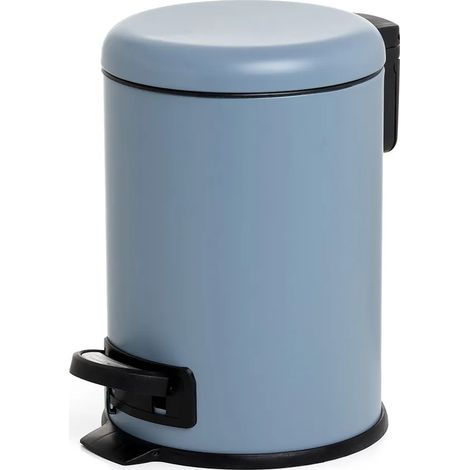 Cestino bagno con pedale in acciaio inox azzurro polvere 3L e secchio interno estraibile (1/3)