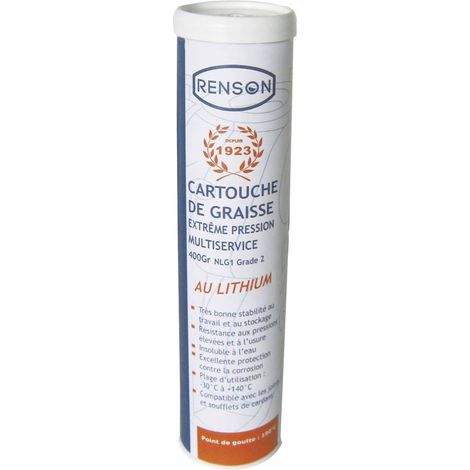 Renson – Cartouche de graisse 400g – Graisse extrême pression pour cardans et joints – Résistance à l'usure et à l'eau – Plage d'utilisation -20°C à +140°C