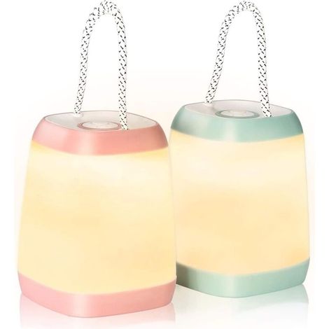 Lot de 2 lampes de camping à LED, lanterne de camping à LED alimentée par batterie avec 3 modes, veilleuse portable pour tente, randonnée, urgence, randonnée, utilisation intérieure et extérieure (1/5)