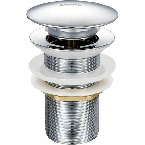 Bonde de lavabo pop-up sans trop-plein – Laiton chromé – Diamètre 66 mm – Hauteur 78 mm – Système bouton-poussoir pour vidage facile (1/5)