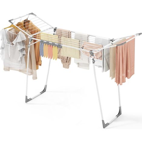 Séchoir à linge pliable grand, étendoir à linge extensible 174x97x156 cm, Séchoir à linge stable avec pieds antidérapants, Séchoir à poser pliable pour l'intérieur et l'extérieur, Blanc (1/5)