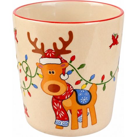 Tasse de Noël en céramique 350 ml, motif rennes et pingouins. (1/5)
