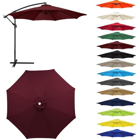 Auvent De Remplacement pour Parasol Toile De Parasol Déporté Remplacement pour Cour,Jardin,Plage, Protection UV 50+ (2.3m-8 Ribs,Vin Rouge)